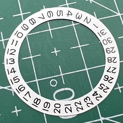Date disk wheel for watch movement 2813/2836/8215 showing date at 9 o?clock, compatible generic part.