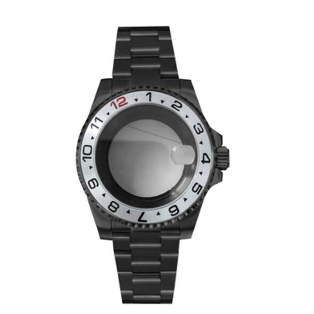 PVD Black SUB Watch Case+Strap 40mm Sapphire Glass 5ATM Waterproof for NH35/NH36
