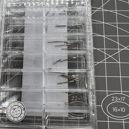 45-piece Swiss ETA watch stem extenders set, 9 sizes for precise watch repair.