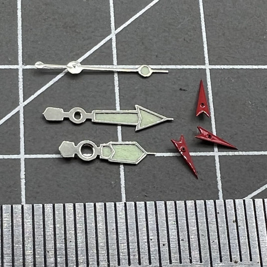 Aiguilles de montre lumineuses vertes avec garniture argentée de 10 mm pour mouvement Miyota 0S60