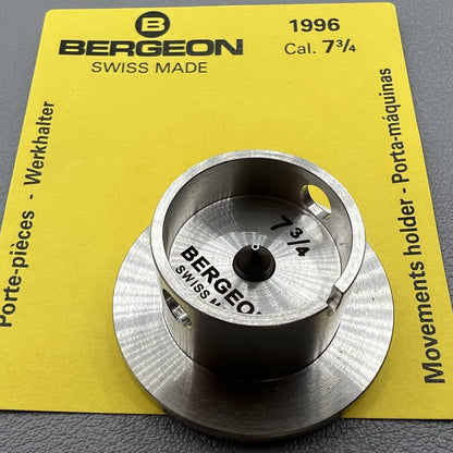 Bergeon 1996 Cal.7 3/4 movement holder with adjustable screw for secure watch repair.