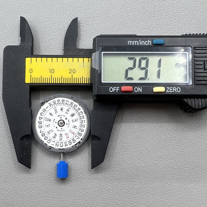 Seiki NH36 watch movement with white dial, featuring Japanese-English day display for precision timekeeping.