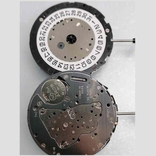 Miyota 6S30 quartz watch movement with date at 4 and small seconds at 2, 6, 10 positions