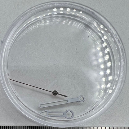 Green lume silver trim arrow-shaped watch hands by Miyota, designed for NH35/NH36/NH38 movements, precision and style.