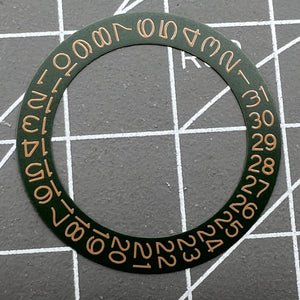 Dark Hunter Green Background Ochre Brown Font Date Wheel for Miyota NH35 NH36