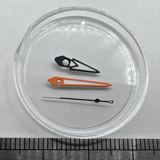 12,5 mm Uhrzeiger, grüne Leuchtmasse, schwarz + orangefarbener Rand, weiß lackiert für NH35/36