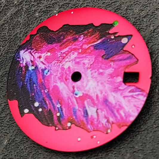 28.5mm No Lume Pink Oil Painting Leave Pattern Watch Dial for NH35 Movement