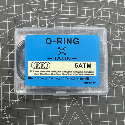 0.5/0.6/0.7/0.8mm 132pcs Rubber Silicone Watch Gasket O-Ring Back Case Assorted