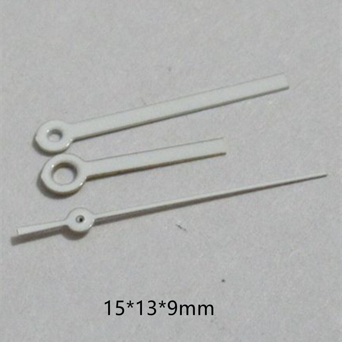 White watch hands set by Miyota, compatible with 2035, 2115, 2105, 2305, 2315 movements, 15x13x9mm.
