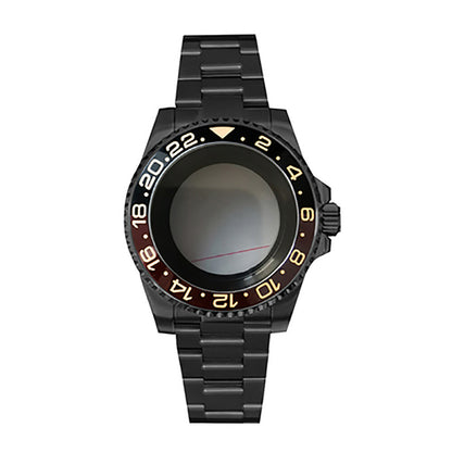 Boîtier de montre 40 mm avec bracelet en acier inoxydable noir PVD et verre saphir pour NH35/NH36 