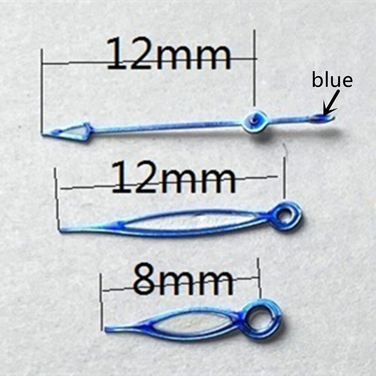 Aiguilles de montre ovales creuses bleues de 12 mm pour Miyota 2315 2035 2036 2115 2305 2005