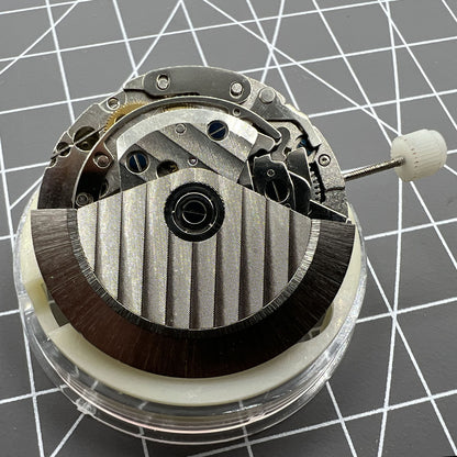 Close-up of Asian 7750 automatic chronograph watch movement featuring single calendar, precise ETA 7750 design.