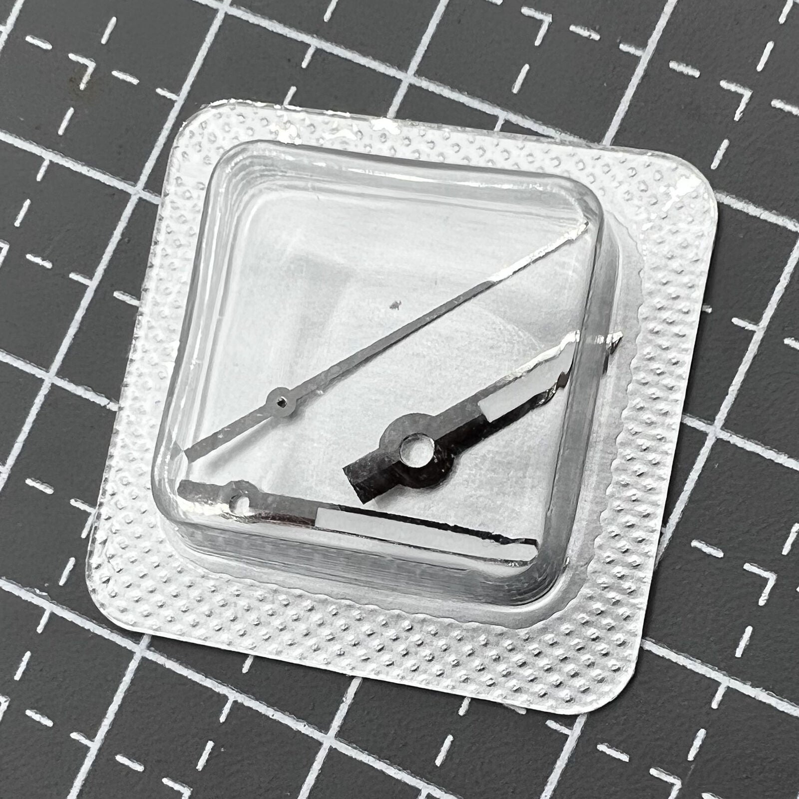 Silver-trimmed black painted watch hands set, 16mm, for ETA2836 movement by M005.4 brand