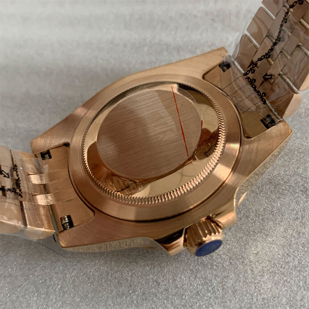 40MM sapphire glass watch case with strap for NH35/NH36 movement, durable design.