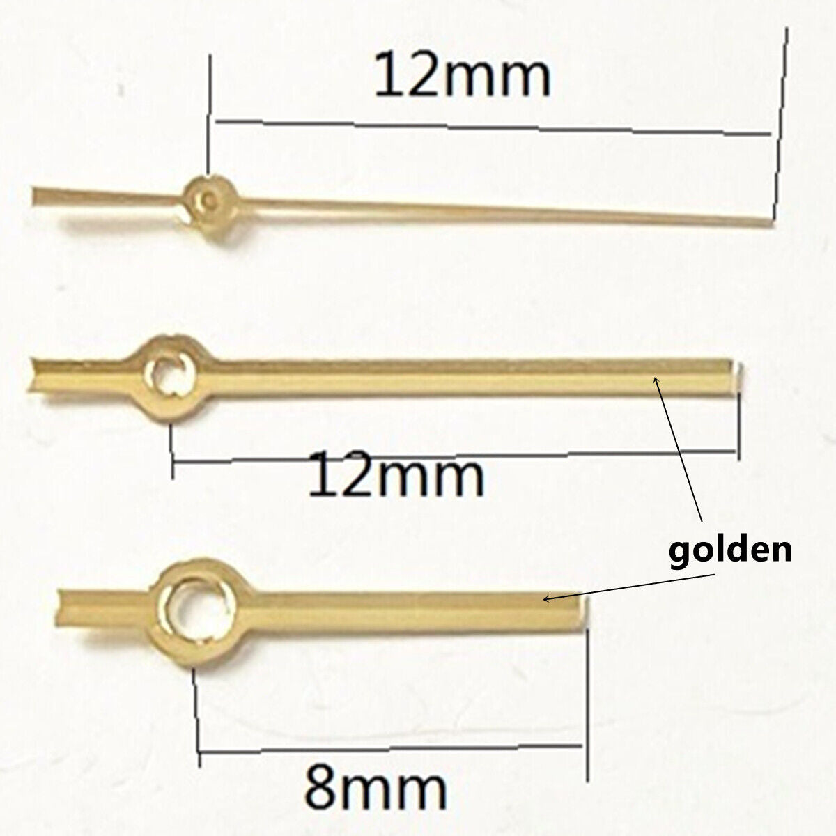 Aiguilles de montre dorées polies sans luminescence de 12 mm pour mouvement à quartz Ronda 515