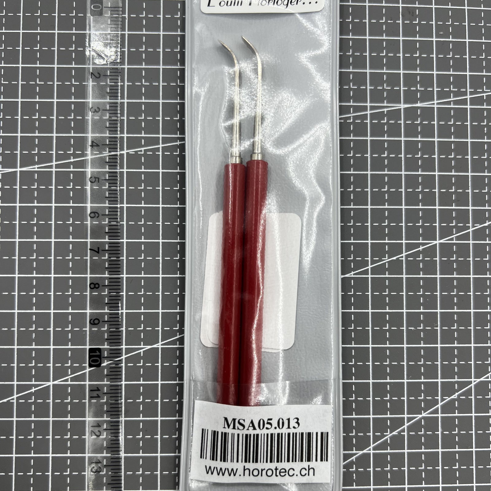 Swiss Horotec MSA05.013 hand levers for wrist watches, 3mm tips, precision tool for watch repair.