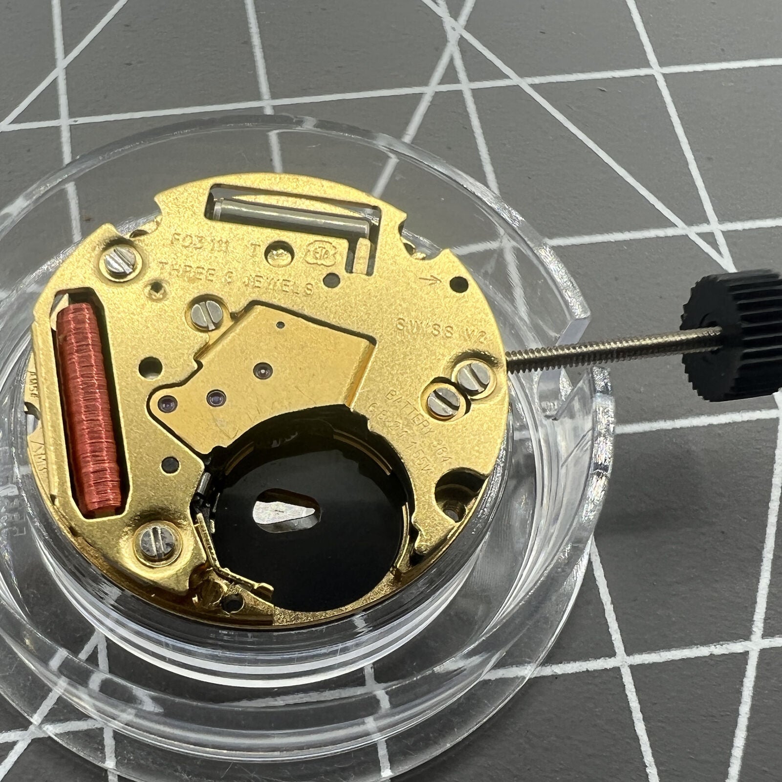 Swiss ETA F03.101 quartz watch movement featuring 2 hands, no date, precise timekeeping by Swiss ETA.