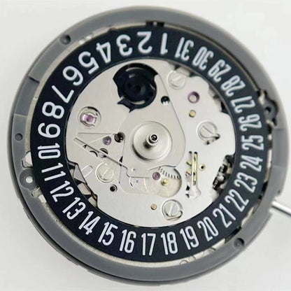 Japan Made NH35 black automatic watch movement with date display at 6 o?clock, precise mechanical parts.