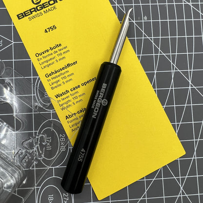 Swiss Bergeon 4755 pry-type watch opener tool for precise case back removal and professional watch repair.