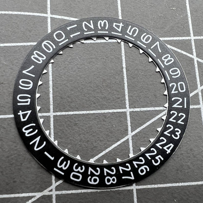 Black Date Disk Wheel showing date at 3 o'clock for Miyota 9015 watch movement, precision part.