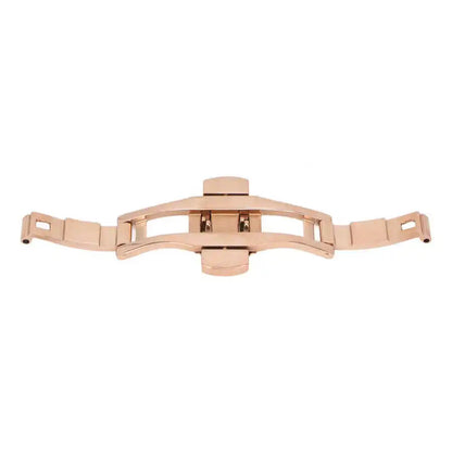 Fermoir de bracelet de montre unisexe en or rose à double bouton-poussoir