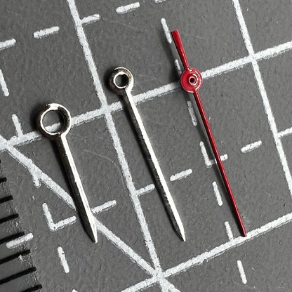 2 Sets/Pack 10mm No Lume Silver+Red Watch Hands for Miyota 1M12 Movement