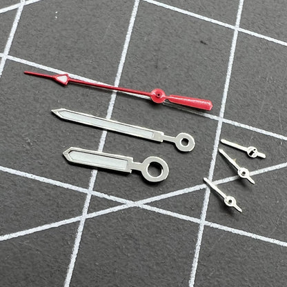 Aiguilles de montre lumineuses rouges et vertes de 12 mm avec garniture argentée pour mouvement Miyota 0S10