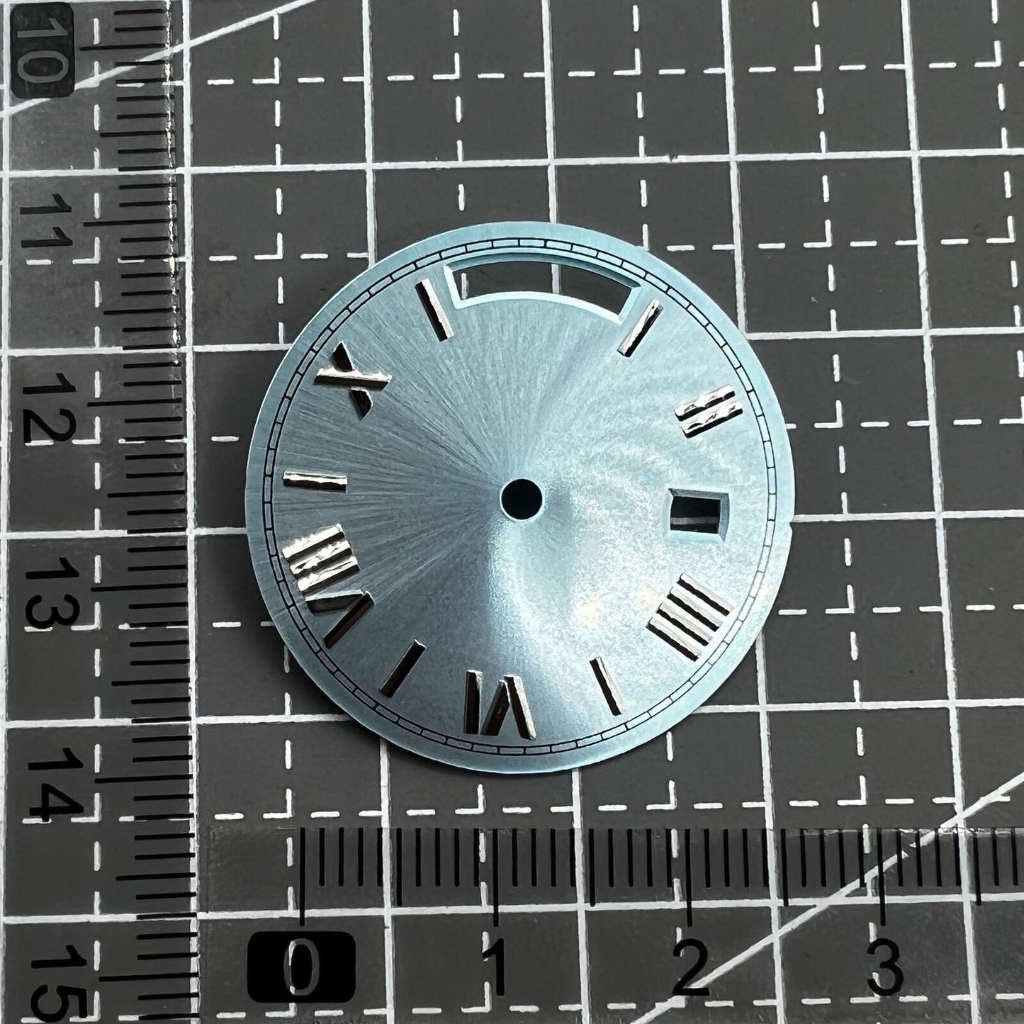 Silver nail-style dial 28.5mm with light blue accents for Seagull ST1644 movement.