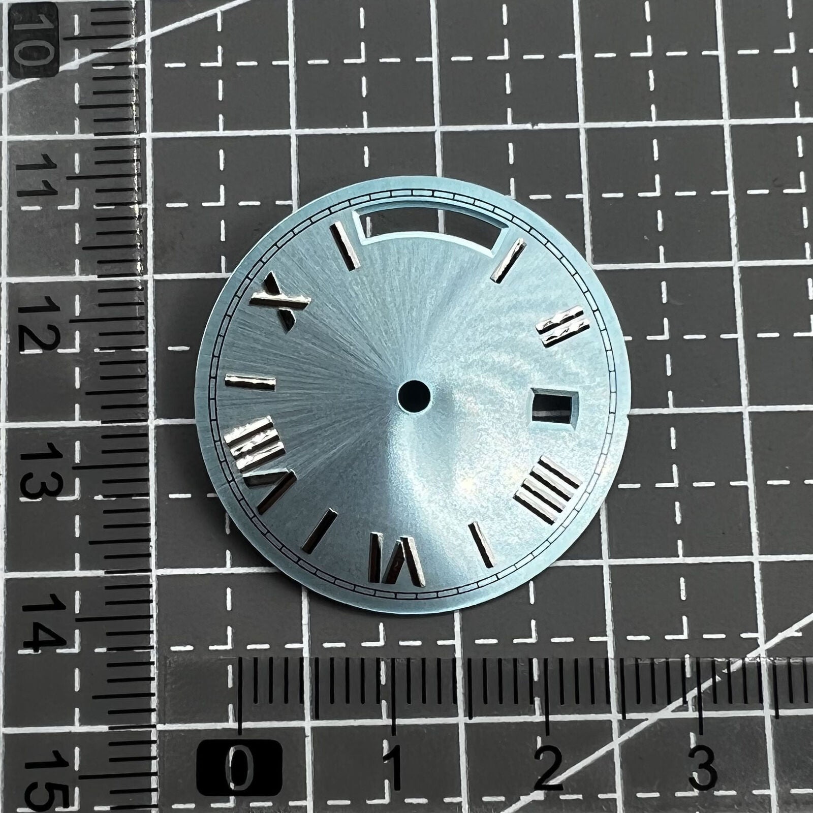 Silver nail-style dial 28.5mm with light blue accents for Seagull ST1644 movement.