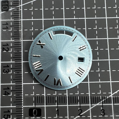 Silver nail-style dial 28.5mm with light blue accents for Seagull ST1644 movement.