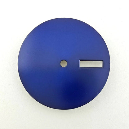 28.5mm solid color metal watch dial, compatible with NH36 movement, no lume, sleek design.