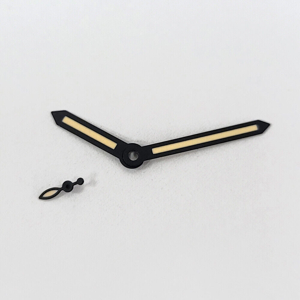 Green luminous watch hands with black trim compatible with ST3600/ST3620 ETA6497/6498 movements.