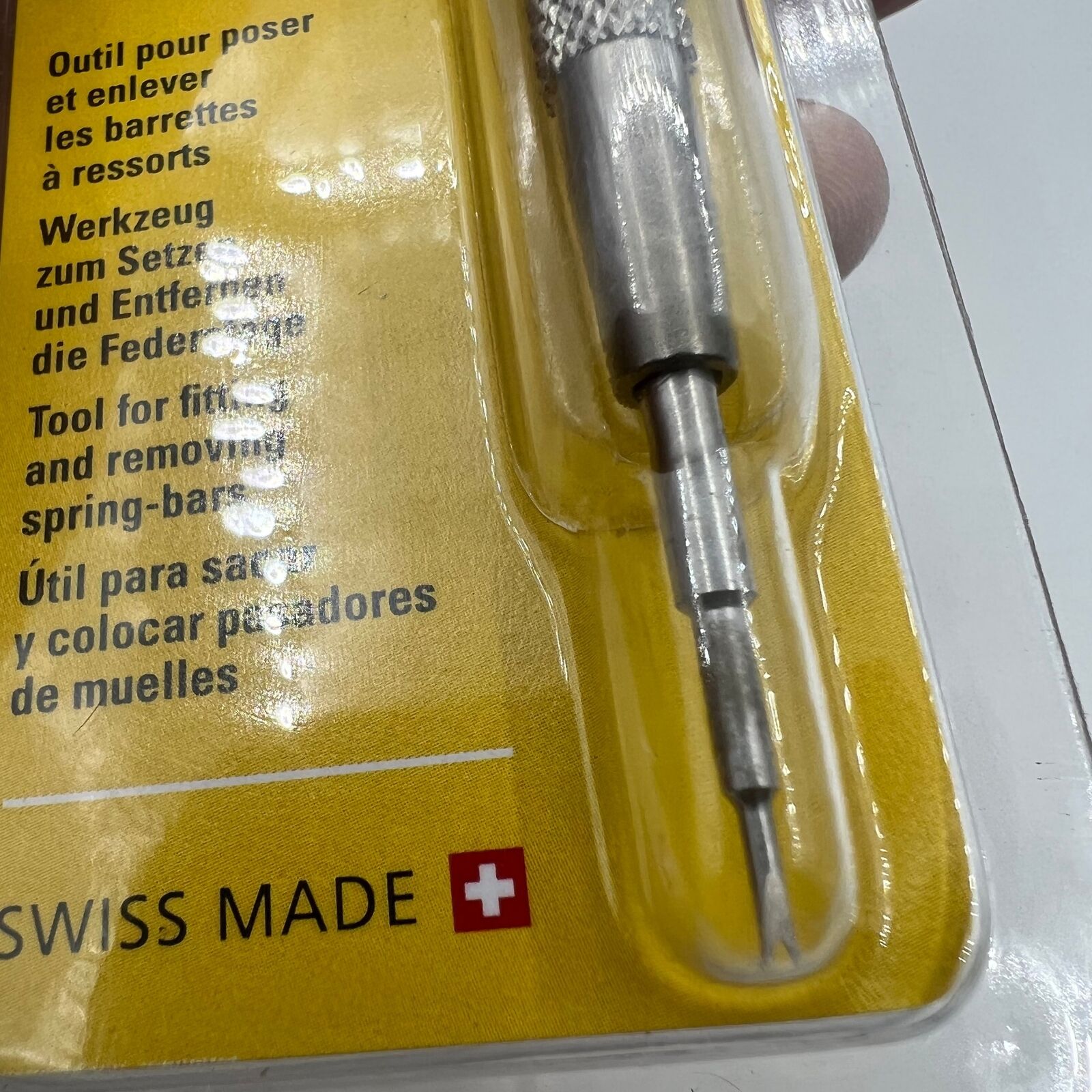 Bergeon 6767-F spring bar tool with ergonomic handle for precise watch bracelet fitting and removal.