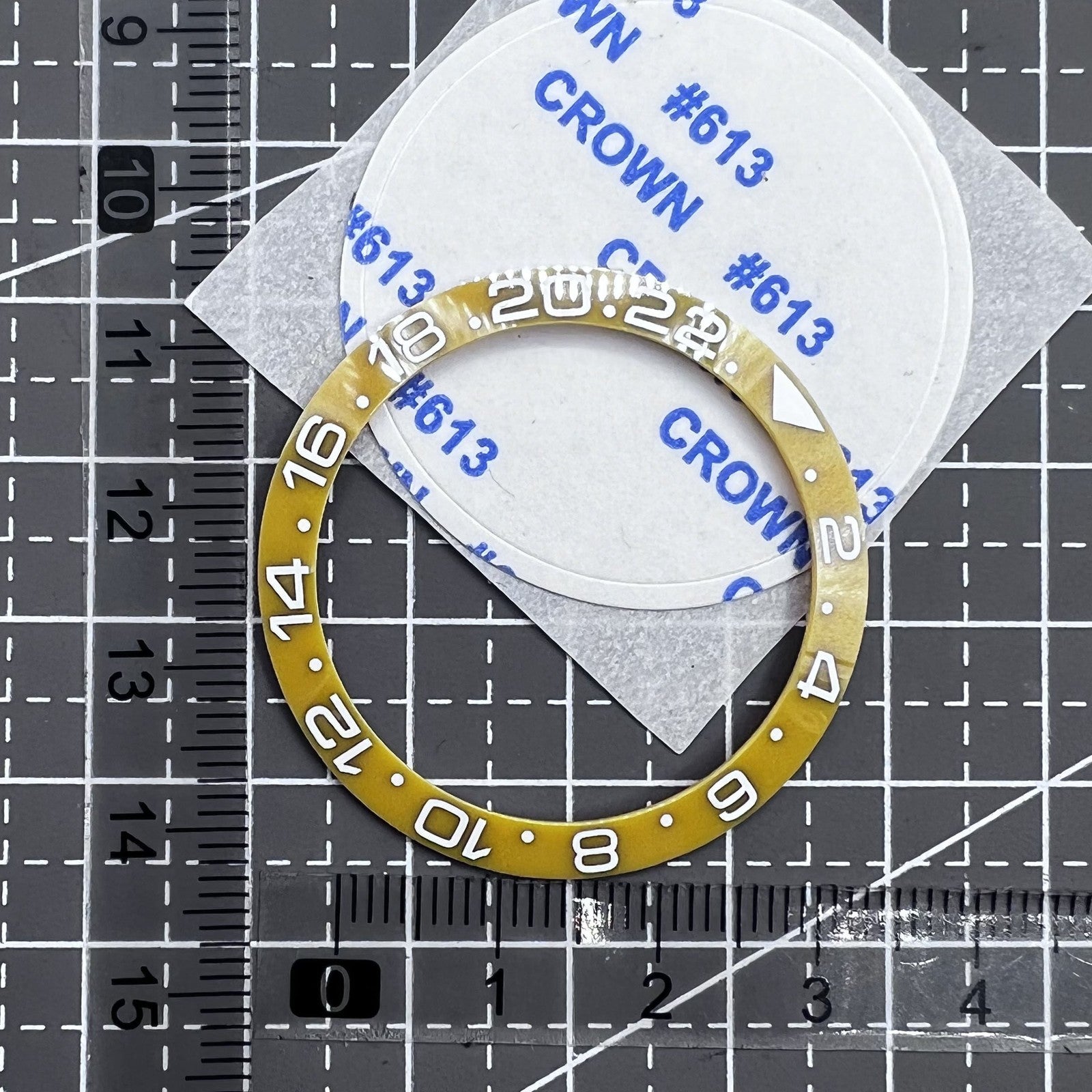 Keramik L�nette 38mm gelb mit GMT-Zeitanzeige und wei�er Schrift, passend f�r SUB007 Slope Uhr
