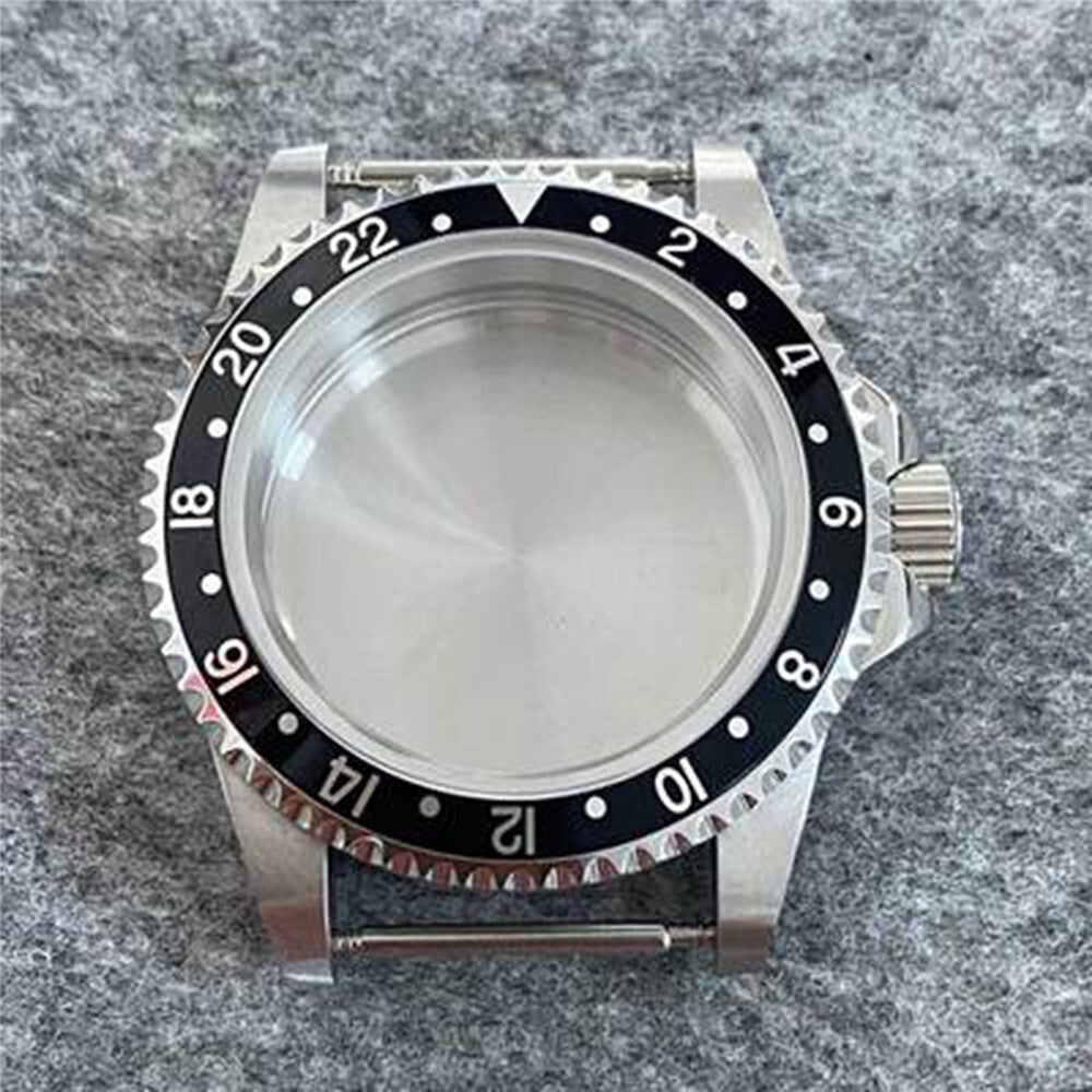 Waterproof watch case 39.5mm with stainless steel frame and sapphire glass, fits NH35/36 movements, brand matched.