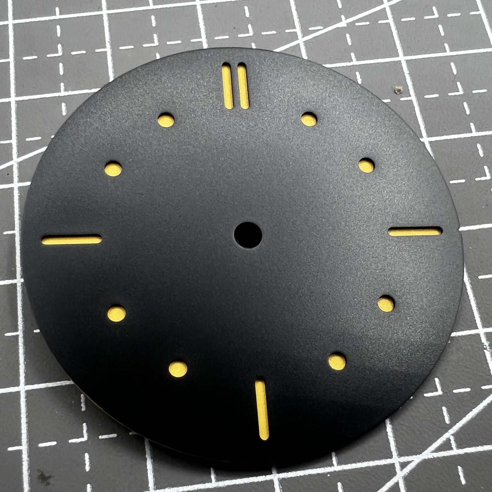 Black 39mm dial with green luminous dot for ETA 6497 6498 watch movement by Schwarzes.