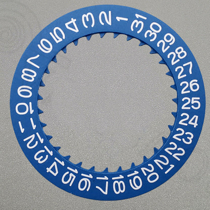 White font blue date disk wheel for NH36 NH35 movement, date at 3 o'clock, Crown Position 3.8