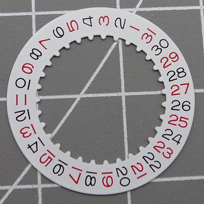 Red odd number date wheel for RLX 3135 watch movement, compatible replacement part.