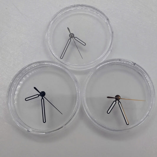 Green luminous watch hands set for NH35 and NH36 movements by MYT8215, ideal for precise timekeeping.