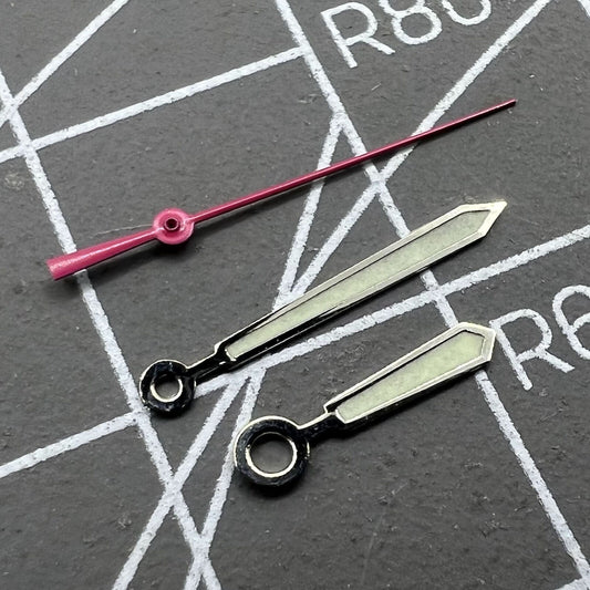 Aiguilles de montre luminescentes vertes argentées de 12,5 mm pour mouvement à quartz Ronda 515