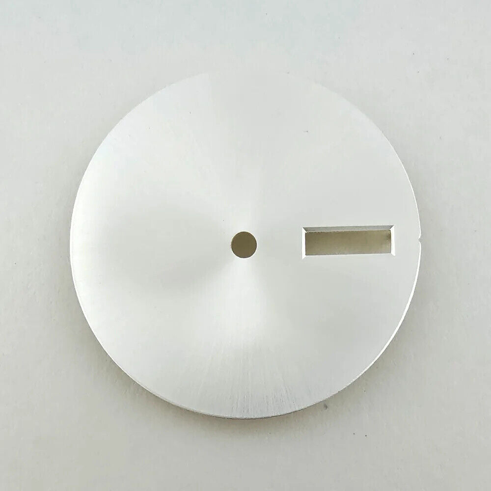 28.5mm solid color metal watch dial, compatible with NH36, sleek no-lume design.