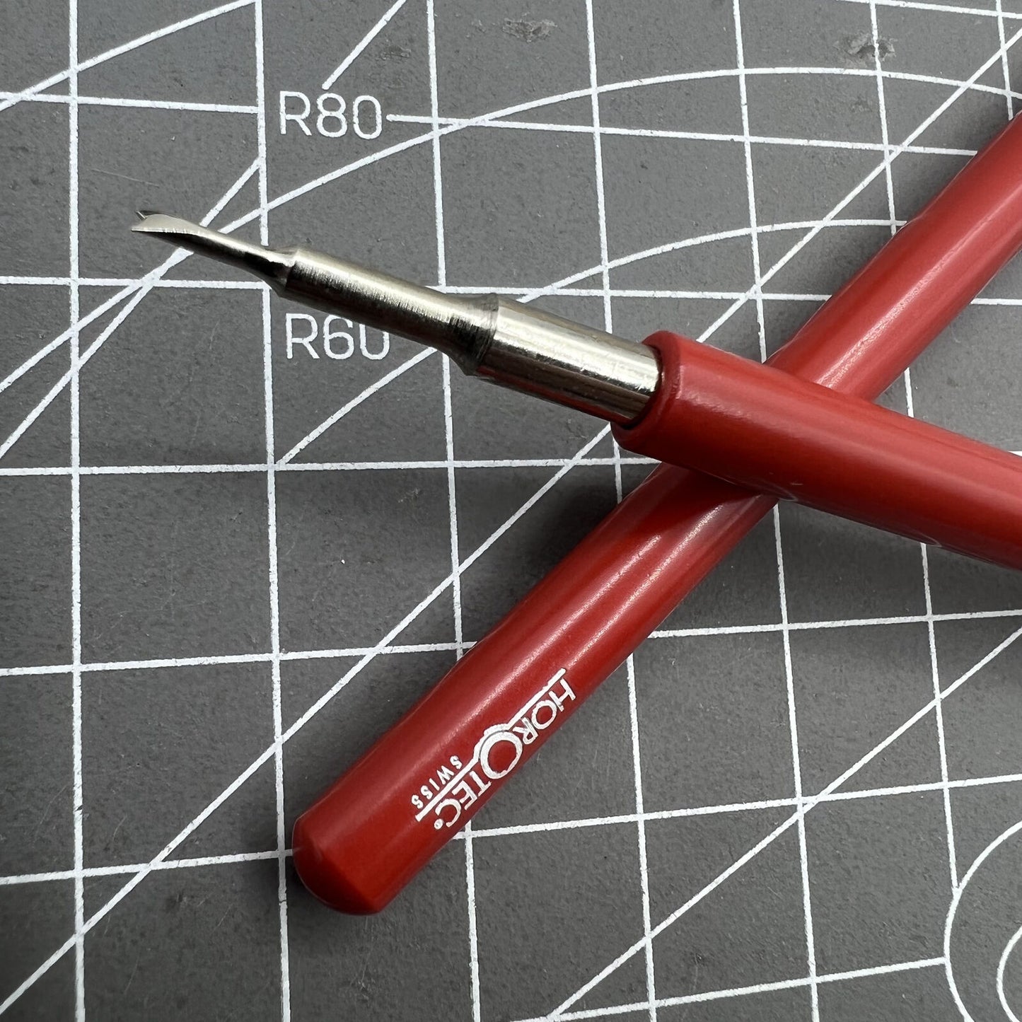 Swiss Horotec MSA05.009 watch hand lifting levers, 1.00mm wide, ideal for seconds hands precision adjustments.