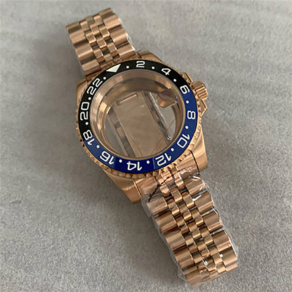 40 mm goldenes Uhrengehäuse-Armband für NH35/36-Uhrwerk, modifiziertes Saphirglas 