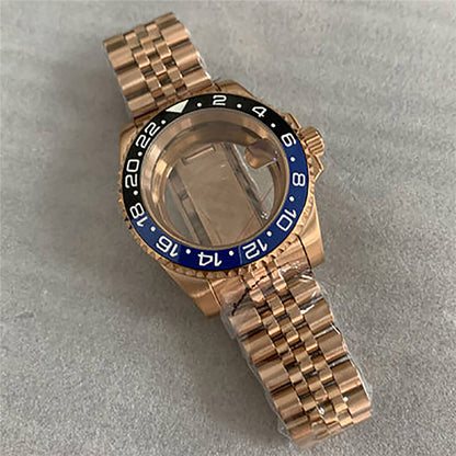 40 mm goldenes Uhrengehäuse-Armband für NH35/36-Uhrwerk, modifiziertes Saphirglas 