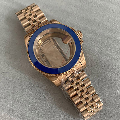 40 mm goldenes Uhrengehäuse-Armband für NH35/36-Uhrwerk, modifiziertes Saphirglas 