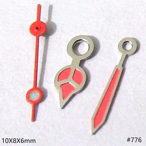 10mm Silver Trim Pink Painted Watch Hands Set for Miyota 2035 2115 2105 2305