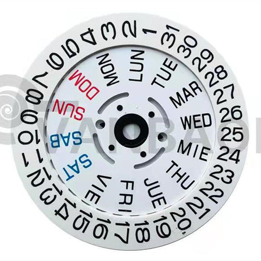 Disque de date en police anglaise, roue de semaine, compatible avec le mouvement NH35 NH36 Date@3/3.8