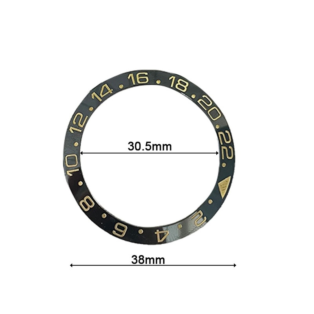 38mm ceramic bezel insert with super luminous markers for automatic GMT men's watches.