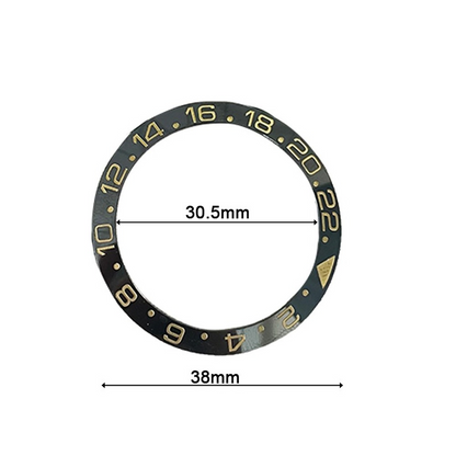 38mm ceramic bezel insert with super luminous markers for automatic GMT men's watches.