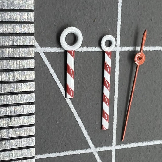 Red set of watch hands for Miyota 2035 movement, 11mm/9mm/7mm lengths by NO.1309 brand.